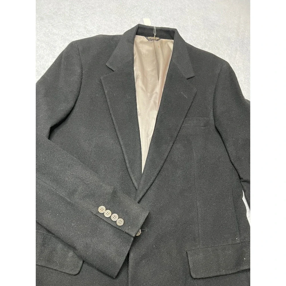 VTG 1980s Raleighs 100% Pure Cashmere Blazer Sport Coat Mens‎ Black 2 Button USA